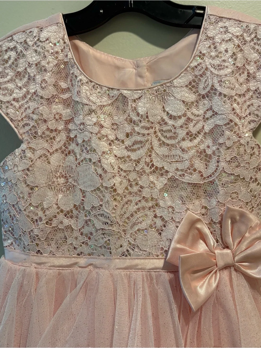 Jona Michelle Lace Party Dress Girls 5 Bow Sparkly Gauze Pink Princess Fairy